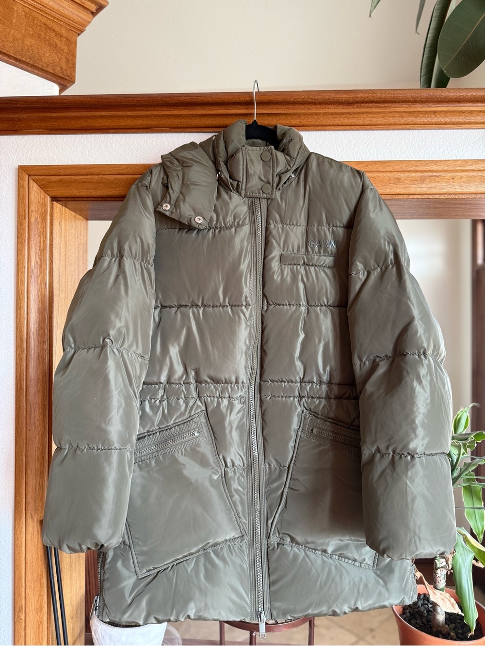 Ganni Green Oversized Puffer Jacket